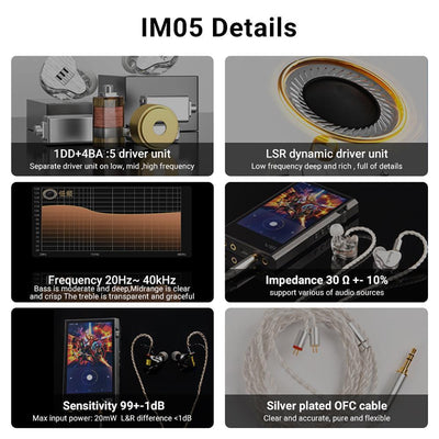 TempoTec IM05 3.5mm cable-detachable,0.78mm pin HiFi in-ear earphones 1DD+4BA